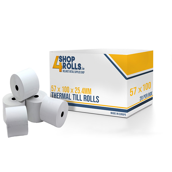 Thermal Till Rolls 57mm x 100mm x 25mm Core - 10x Rolls Per Box Thermal Till Rolls 57mm x 100mm x 25mm Core - 10x Rolls Per Box
